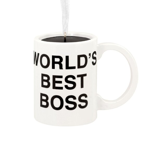 Hallmark Ornaments The Office Worlds Best Boss Coffee Mug Dunder Mifflin Inc - Picture 1 of 10